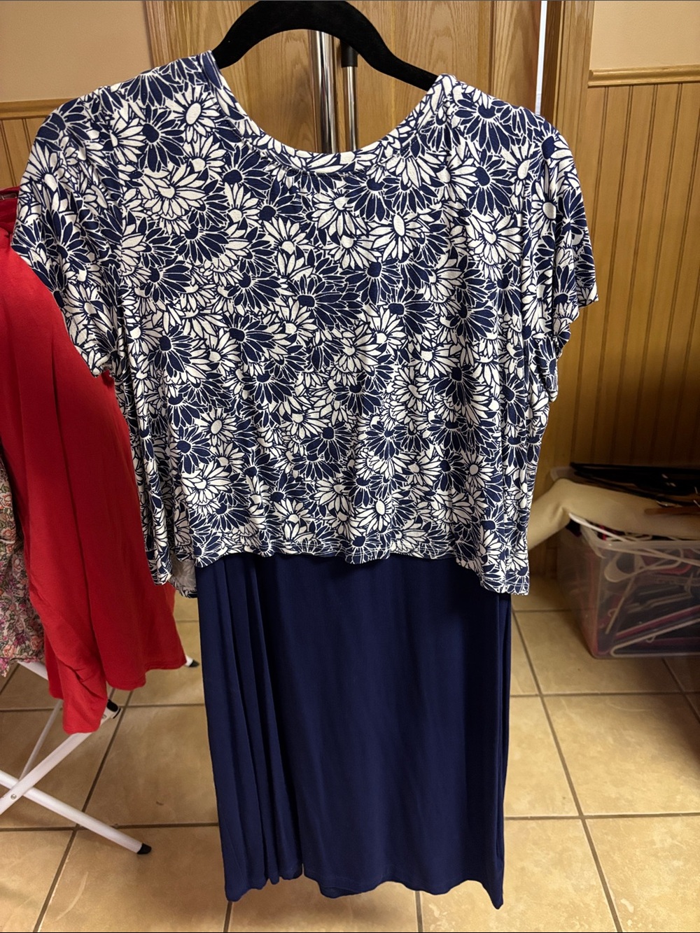 Charming Charlie Navy and White Floral Dress